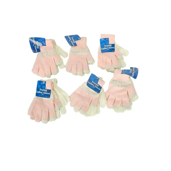 Texting Ladies’ Gloves‎ Pink White Set Of 6 - Picture 1 of 7
